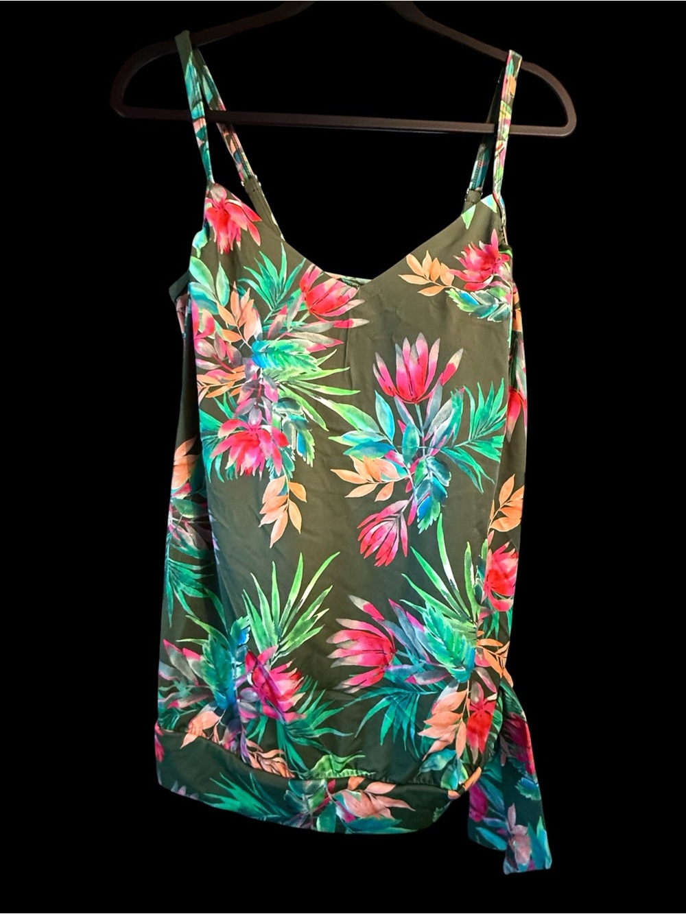 Kim Gravel Swimsuits For All Side Tie Tankini & Hi Rise Brief Olive Green New